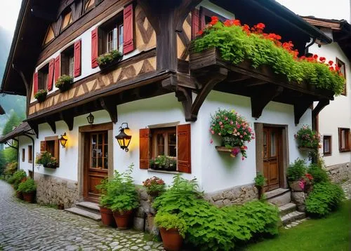 half-timbered house,franconian switzerland,auberge,swiss house,half-timbered houses,gasthaus,timbered,appenzell,witthaus,holthaus,alsace,hallstatt,rothenburg,timber framed building,half-timbered wall,monschau,barttelot,highstein,andlau,suiza,Art,Classical Oil Painting,Classical Oil Painting 28