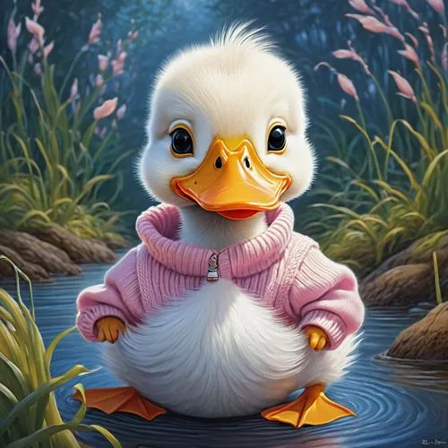 rockerduck,duck cub,ugly duckling,female duck,diduck,duckling,Illustration,American Style,American Style 01