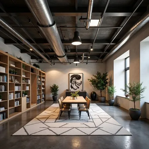 loft,modern office,creative office,concrete ceiling,modern decor,contemporary decor,lofts,interior design,working space,interior modern design,bureaux,reading room,associati,wenxian,bookshelves,modern room,offices,shared apartment,study room,hallway space