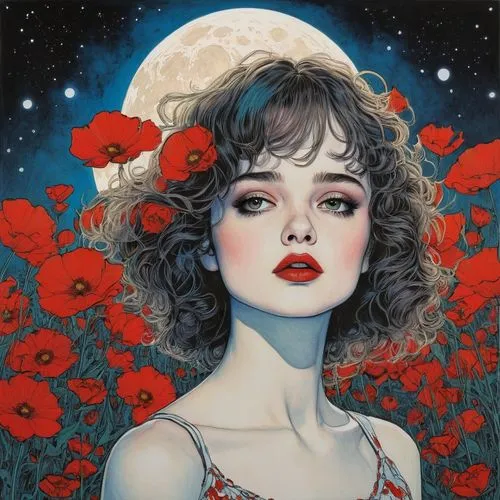 kommuna,blue moon rose,viveros,sky rose,moonstruck,delenn,Illustration,Paper based,Paper Based 19