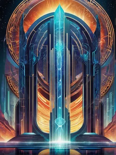 portal,stargates,tron,telos,art deco background,zordon,atlantean,metallic door,kandor,ordos,songhai,cybertron,pandorica,gatekeeper,asgard,silico,apokolips,gallifrey,award background,samus,Illustration,Vector,Vector 18