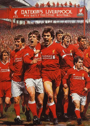 liverpool,the sea of red,stevie,derby,united,ginger rodgers,1977-1985,born 1953-54,1967,vintage 1978-82,the animals,red wall,1973,1982,champions,1971,players,treble,eight-man football,players the banks,Illustration,Paper based,Paper Based 12