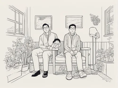 men sitting,coloring page,line art children,kids illustration,cd cover,album cover,hand-drawn illustration,cover,coloring pages kids,line-art,purslane family,mono line art,fathers and sons,coloring pages,line art,summer line art,shirakami-sanchi,frame illustration,pine family,coloring book for adults,Illustration,Vector,Vector 06