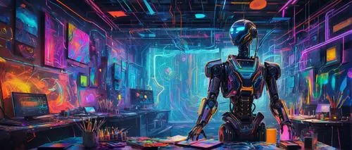 cyberpunk,cyber,dystopia,scifi,sci fiction illustration,cyberspace,sci-fi,sci - fi,neon coffee,sci fi surgery room,futuristic,dystopian,cybernetics,cyborg,trip computer,transistor,man with a computer,robotic,neon ghosts,machines,Art,Artistic Painting,Artistic Painting 42