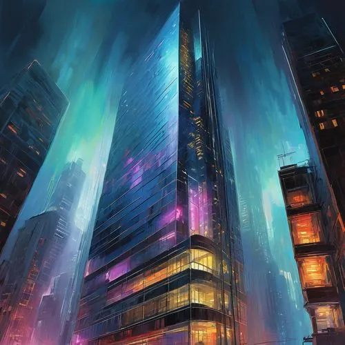 cybercity,skyscrapers,skyscraper,cityscape,skyscraping,the skyscraper,cybertown,supertall,futuristic landscape,world digital painting,skycraper,highrises,city scape,megacorporation,coruscant,metropolis,colorful city,urban towers,high rises,cyberpunk,Conceptual Art,Oil color,Oil Color 10