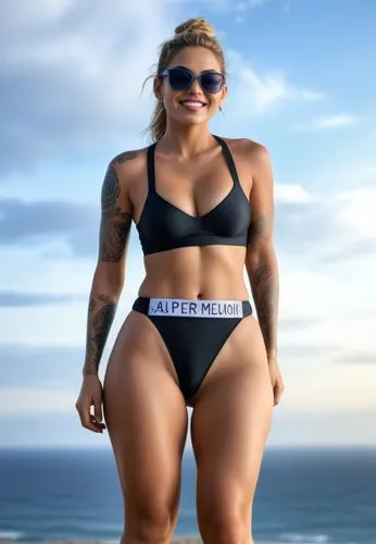 3d rendering of woman with tattoos in front of ocean,benzino,diet icon,cellulite,nutrisystem,hydroxycut,menounos