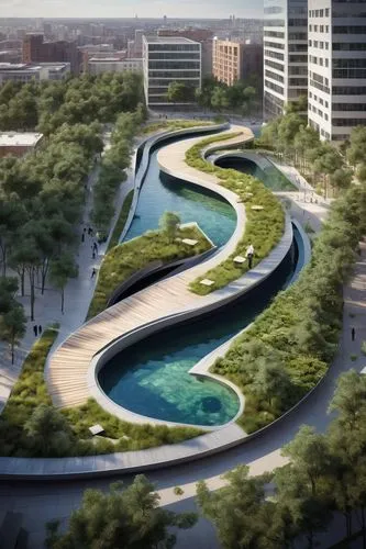 waterplace,landscaped,biopolis,infinity swimming pool,artificial islands,urban design,bjarke,urban park,renderings,futuristic landscape,europan,stormwater,3d rendering,swim ring,kunshan,megaproject,water feature,interlace,heart of love river in kaohsiung,tianjin,Conceptual Art,Fantasy,Fantasy 14