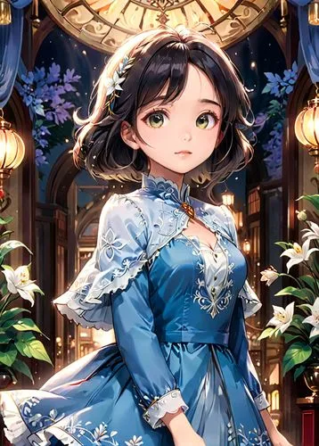 delphinium,fairy tale character,hydrangea background,cinderella,hanbok,blue hydrangea,violet evergarden,jasmine blue,portrait background,victorian lady,hydrangea,vanessa (butterfly),floral background,flower background,hydrangeas,cg artwork,victorian style,azalea,japanese floral background,bridal,Anime,Anime,Traditional