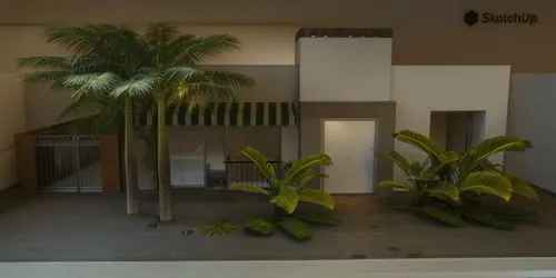 tropical house,model house,block balcony,3d rendering,ficus,archidaily,tropical tree,palm garden,school design,lobby,oasis,palm pasture,tropical jungle,palmtrees,garden design sydney,3d model,balcony garden,modern office,store window,tropic,Photography,General,Realistic