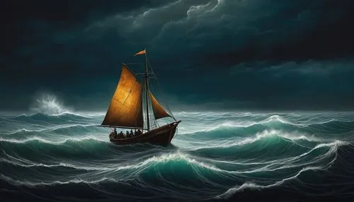 sea storm,siggeir,sea sailing ship,stormy sea,at sea,sea fantasy,world digital painting,sailing,maelstrom,viking ship,sail boat,the wind from the sea,sailing boat,sailing ship,sail ship,adrift,shipwreck,sailboat,fantasy picture,ghost ship,Illustration,Abstract Fantasy,Abstract Fantasy 19