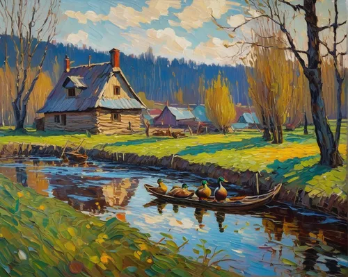 autumn landscape,rural landscape,fisherman's house,home landscape,river landscape,fall landscape,water mill,cottage,church painting,village scene,farm landscape,oil painting,in the autumn,painting technique,country cottage,summer cottage,one autumn afternoon,autumn idyll,dutch mill,bucovina,Art,Artistic Painting,Artistic Painting 03