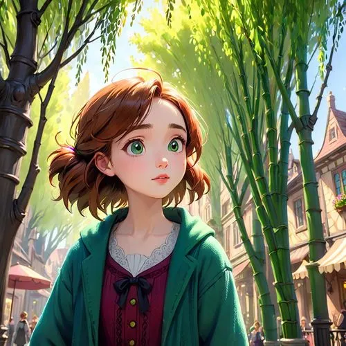 sylvania,girl with tree,ghibli,chihiro,merida,little girl in wind,city ​​portrait,worried girl,lovett,digital painting,girl portrait,yazaki,kumiko,girl with bread-and-butter,maeve,disney character,studio ghibli,agnes,chako,annie,Anime,Anime,Cartoon