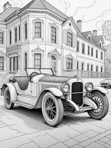 amstutz,illustration of a car,landaulet,rolls royce 1926,steam car,packard 8,Design Sketch,Design Sketch,Detailed Outline