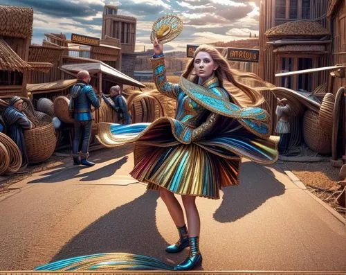 majorette (dancer),baton twirling,cirque du soleil,fantasy picture,twirling,twirl,fantasy portrait,fantasy art,fantasia,cg artwork,woman of straw,girl with a wheel,ancient parade,harp player,3d fantasy,fantasy woman,symetra,elves flight,digital compositing,hula hoop