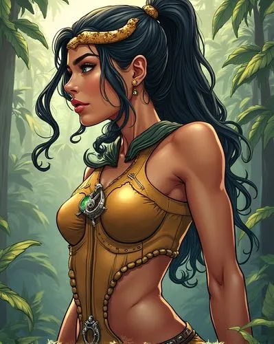 inara,amazona,eldena,elfquest,esmeralda,polynesian girl,Illustration,Realistic Fantasy,Realistic Fantasy 24