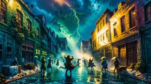 fantasy picture,winterflood,innsmouth,fantasy art,sci fiction illustration,world digital painting,Illustration,Realistic Fantasy,Realistic Fantasy 25