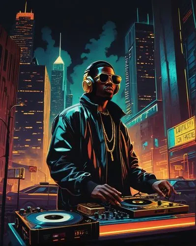 dj,welin,vector illustration,cyberpunk,djj,synth,vector art,morpheus,kokane,atrak,nasir,snoop,khakrez,novelist,prodigy,raekwon,kweli,nas,kalkbrenner,elektron,Conceptual Art,Sci-Fi,Sci-Fi 14