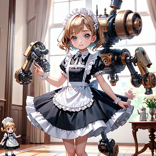 kantai collection sailor,steampunk,military robot,kantai,ram,light cruiser,maid,admiral,steampunk gears,armored cruiser,honmei choco,m4a4,carrier,prussian,cruiser aurora,m4a1,ai,admiral von tromp,minibot,heavy cruiser,Anime,Anime,General