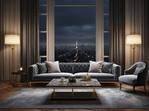 livingroom,apartment lounge,penthouses,living room,minotti,great room,contemporaine,sitting room,chambre,appartement,soir,modern room,corinthia,3d rendering,chaise lounge,modern living room,luxuriously,paris clip art,sky apartment,luxe,Art,Classical Oil Painting,Classical Oil Painting 17