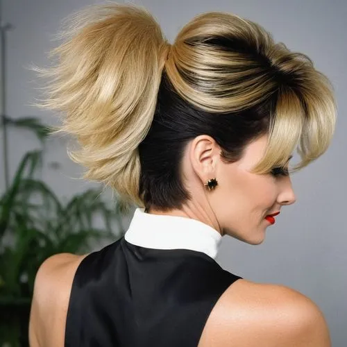 updo,chignon,asymmetric cut,pixie-bob,rockabilly style,mohawk hairstyle,bun mixed,ponytail,artificial hair integrations,pompadour,pony tail,pixie cut,profile,hairstyle,short blond hair,rockabilly,back of head,half profile,bouffant,pony tail palm,Photography,General,Realistic