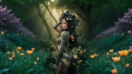 faerie,dryad,faery,the enchantress,elven flower,fairy queen,swath,fairy forest,enchanted forest,tiger lily,mother earth,girl in flowers,mother nature,garden fairy,clove garden,elven forest,flower fairy,garden of eden,spring equinox,secret garden of venus