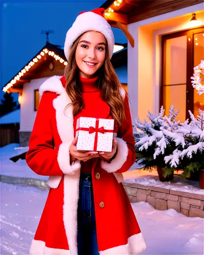 christmas snowy background,caroling,santa hat,santa claus hat,christmas background,christmasbackground,brunette with gift,christmas frame,christmas girl,christmas trailer,christmas wallpaper,christmas picture,retro christmas girl,blonde girl with christmas gift,poki,santa,christmas,christmas greeting,x mas,santapaola,Illustration,Realistic Fantasy,Realistic Fantasy 43