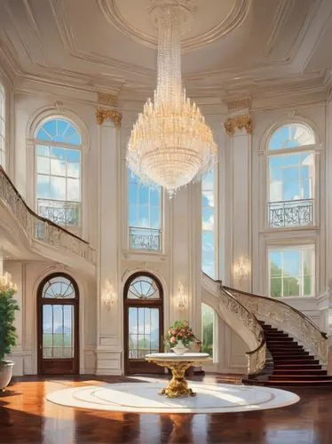 luxury home interior,cochere,palladianism,ornate room,palatial,luxury home,entrance hall,luxury property,mansion,circular staircase,opulently,grandeur,ballrooms,rosecliff,ballroom,opulent,poshest,chandeliers,opulence,great room,Conceptual Art,Oil color,Oil Color 10