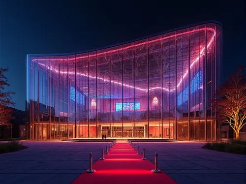 koolhaas,philharmonie,iupui,glass building,futuristic art museum,mvrdv,philharmonique,concert hall,hypermodern,tschumi,night view of red rose,graecorum,meyerhoff,contemporary,autostadt wolfsburg,njitap,tanztheater,event venue,futuristic architecture,glass facade,Photography,General,Realistic