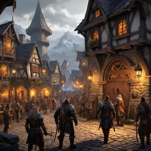 medieval town,medieval street,knight village,the pied piper of hamelin,massively multiplayer online role-playing game,medieval market,witcher,hamelin,tavern,dwarves,medieval,escher village,jockgrim old town,the old town,alpine village,the cobbled streets,old town,castle iron market,aurora village,elves flight,Illustration,Black and White,Black and White 35