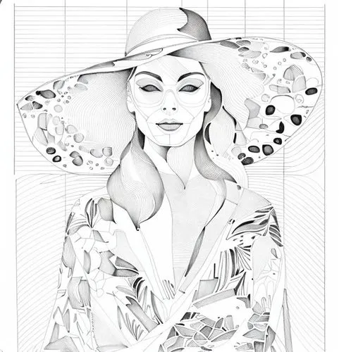 fashion illustration,fashion vector,bjork,art deco woman,vector graphic,vector illustration,comic halftone woman,digital illustration,illustrator,adobe illustrator,andromeda,mermaid vectors,digital drawing,coffee tea illustration,veil,vector art,aquarius,hand-drawn illustration,siren,lotus art drawing,Design Sketch,Design Sketch,Fine Line Art