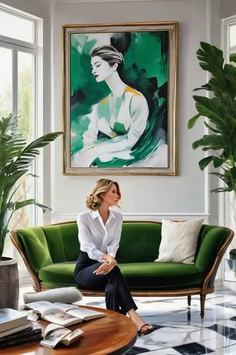 art deco woman,ekornes,woman sitting,modern decor,mahdavi,sade,contemporary decor,gournay,interior decor,vettriano,green living,interior design,savoye,mid century modern,feng shui,vitra,interior decoration,hepburn,art deco frame,art deco,Conceptual Art,Oil color,Oil Color 24