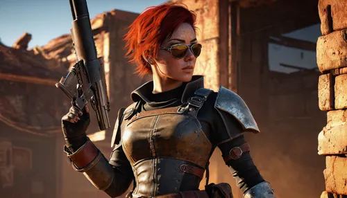 huntress,female warrior,fallout4,girl with gun,mercenary,girl with a gun,rifle,metal rust,woman holding gun,renegade,game character,widow,lara,infiltrator,gunfighter,nora,neottia nidus-avis,rust-orange,piper,swordswoman,Conceptual Art,Fantasy,Fantasy 04