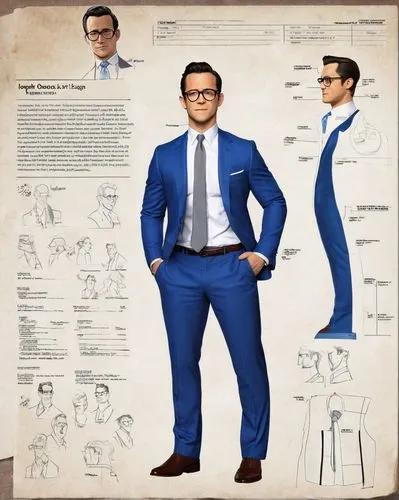 cartoon doctor,men's suit,superlawyer,hidetaka,medical concept poster,biostatistician,Unique,Design,Character Design