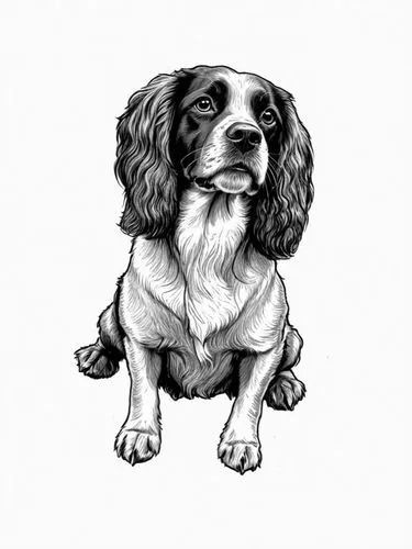 spaniel,cocker spaniel,cavalier king charles spaniel,dog illustration,dog drawing,dog line art,spaniels,pet portrait,cavalier,shih tzu,german longhaired pointer,havanese,landseer,bassett,line art animal,basset,canidae,bernese mountain dog,short proboscis springer ear,dubernard,Design Sketch,Design Sketch,Black and white Comic