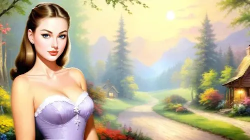 celtic woman,cartoon video game background,secret garden of venus,landscape background,fairyland,fantasy picture