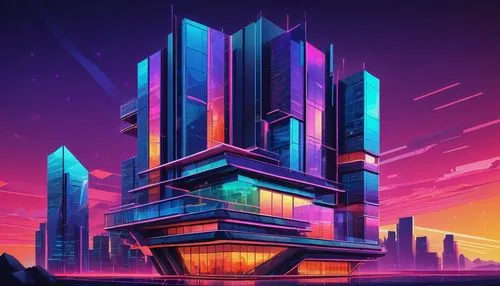 cybercity,cyberport,electric tower,cybertown,skyscraper,futuristic architecture,futuristic landscape,80's design,cube background,hypermodern,synth,metropolis,the skyscraper,tron,cyberia,cubic,ctbuh,arcology,the energy tower,futuristic,Art,Artistic Painting,Artistic Painting 38