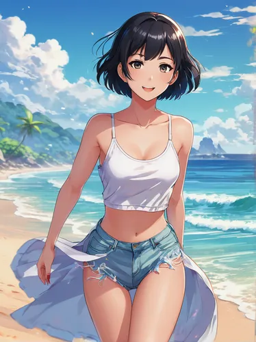 beach background,summer background,beach scenery,ocean background,summer clothing,ocean,summer swimsuit,honolulu,jean shorts,aloha,swimsuit,blue hawaii,summer icons,ganai,ocean blue,sea ocean,himuto,sanya,hinata,maya,Illustration,Japanese style,Japanese Style 03