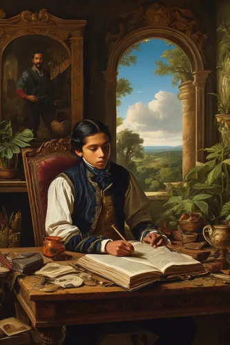 child with a book,children studying,meticulous painting,girl studying,child portrait,robert duncanson,italian painter,scholar,artist portrait,leonardo devinci,man with a computer,tutor,persian poet,reading magnifying glass,painting technique,watchmaker,count of faber castell,art painting,portrait background,little girl reading,Art,Classical Oil Painting,Classical Oil Painting 37