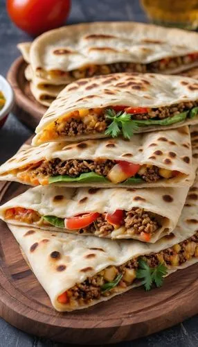 piadina,quesadilla,lahmacun,flat bread,flatbread,lavash,chapati,tortillas,paratha roll,paratha,shrimp tortillas,wrap roti,naan,pita,adana kebabı,kulcha,fajita,tortilla,lefse,ekmek kadayıfı,Photography,General,Realistic