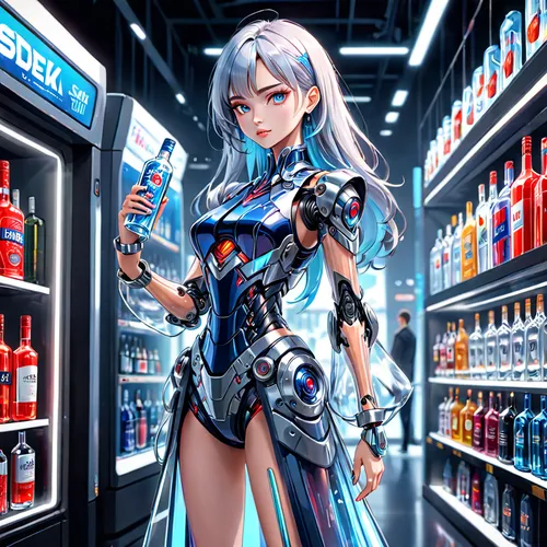 convenience store,energy drinks,ramune,liquor store,consumer,barmaid,cosmetics counter,vending machine,soda machine,cashier,beverages,energy drink,freezer,shopkeeper,grocery,heavy object,refrigerator,supermarket shelf,pantry,vending machines,Anime,Anime,General