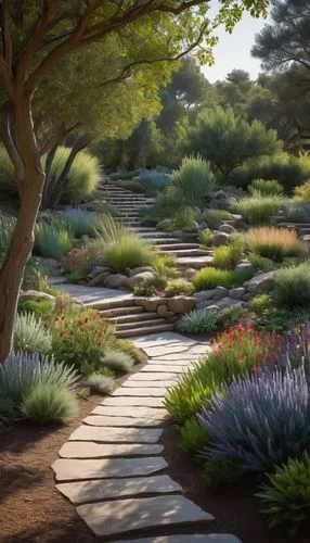 landscape designers sydney,landscape design sydney,pathway,nature garden,xeriscaping,wooden path,zen garden,sake gardens,japanese garden,landscaped,garden design sydney,gardens,jardin,forest path,rockeries,flowerbeds,stone garden,walkway,garden of plants,towards the garden,Illustration,Paper based,Paper Based 23