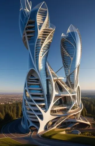 dna helix,futuristic architecture,steel sculpture,helix,spiral staircase,winding staircase,spiral stairs,futuristic art museum,double helix,steel stairs,modern architecture,winding steps,solar cell base,sky space concept,wine rack,steel tower,observation tower,mother earth statue,dna,the observation deck,Photography,General,Realistic