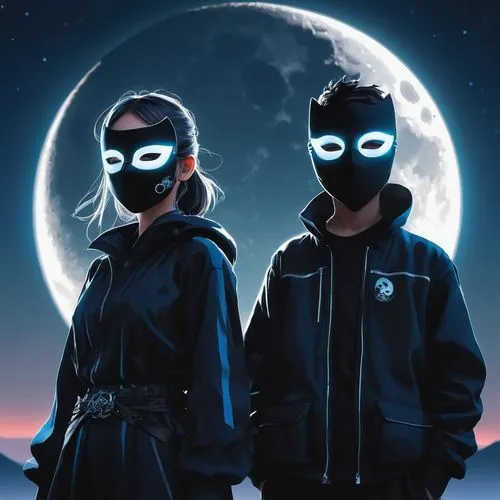 robbers,vigilantes,nightshades,birds of prey-night,couple silhouette,nightmask,crimefighters,supercouple,balaclavas,with the mask,masks,moonlighters,disclosure,masked,nightstalkers,batmanglij,balaclava,agents,owsla,blindfolds,Conceptual Art,Sci-Fi,Sci-Fi 11