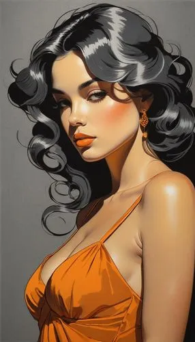 orange,fashion illustration,rosa ' amber cover,digital painting,illustrator,orange color,adobe illustrator,orange rose,orange blossom,yellow orange,world digital painting,jasmine,fashion vector,tangerine,orange scent,vector illustration,pin-up girl,bright orange,hand digital painting,young woman,Illustration,Black and White,Black and White 21