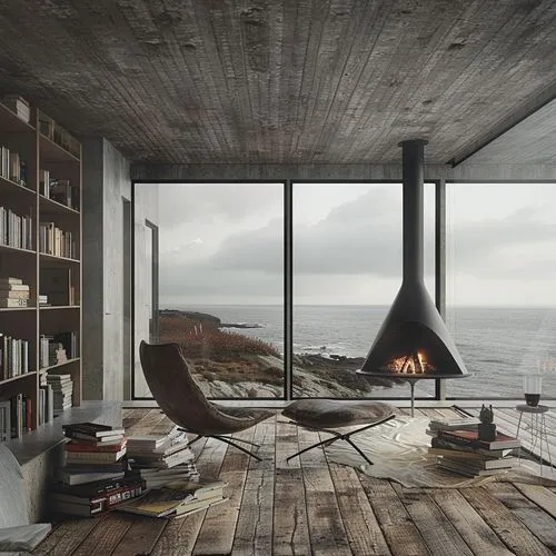 fire place,scandinavian style,fireplace,modern living room,livingroom,wood stove,living room,wood and beach,fireplaces,modern decor,bookshelf,loft,interior modern design,danish furniture,wood-burning stove,modern room,bookcase,bookshelves,penthouse apartment,mid century modern