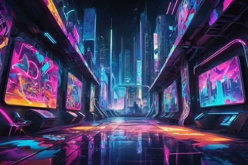 cybercity,futuristic landscape,cyberia,cyberpunk,cyberscene,cyberworld,cybertown,fantasy city,spaceship interior,colorful city,ufo interior,spaceland,synth,scifi,cybertron,cityscape,futuristic,metropolis,polara,cyberport,Conceptual Art,Graffiti Art,Graffiti Art 07