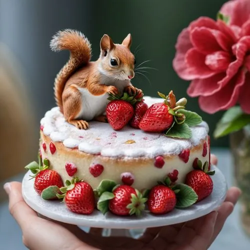 strawberries cake,nut cake,eurasian red squirrel,petit gâteau,fruit cake,small animal food,red squirrel,danish nut cake,bowl cake,eieerkuchen,mixed fruit cake,currant cake,little cake,birthday cake,dormouse,a cake,pâtisserie,strawberrycake,sweetheart cake,sweet food,Photography,General,Natural