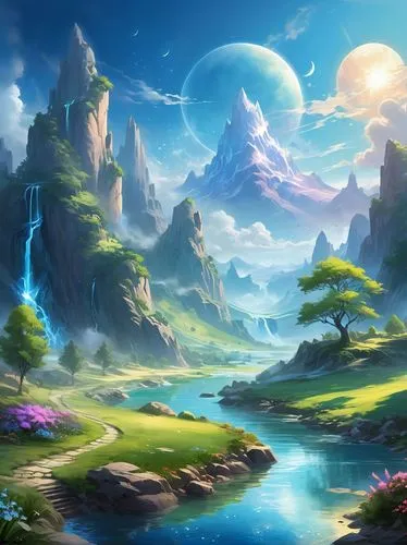 fantasy landscape,landscape background,fantasy picture,futuristic landscape,mushroom landscape,cartoon video game background,fairy world,lunar landscape,skylands,fantasy art,alfheim,mountainous landscape,mountain landscape,beautiful landscape,an island far away landscape,dreamlands,3d fantasy,dreamscape,high landscape,wonderlands,Illustration,Realistic Fantasy,Realistic Fantasy 01