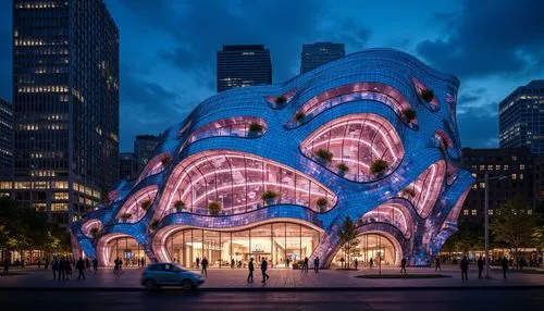 luminato,toronto city hall,dongdaemun,mvrdv,guggenheim museum,damrosch,potsdamer platz,kimmelman,zeil,toronto,morphosis,futuristic art museum,glass building,frankfurt,ocad,futuristic architecture,urbis,helix,galaxy soho,koolhaas