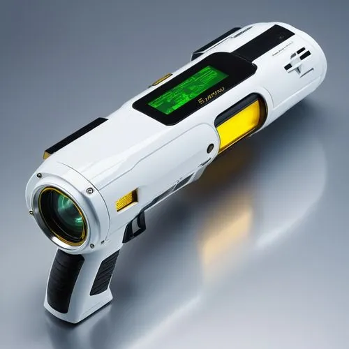 an inflatable and green laser - powered gun is on display,refractometer,rechargeable drill,photometer,spectrophotometers,spectrophotometer,ophthalmoscope,Conceptual Art,Sci-Fi,Sci-Fi 19